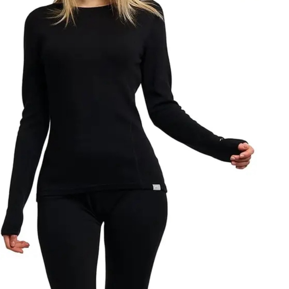 Woolcano 100%merino wool base layer set women L navy blue